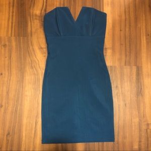 Blue Strapless Bodycon Mini dress